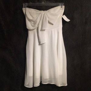White sheer strapless dress